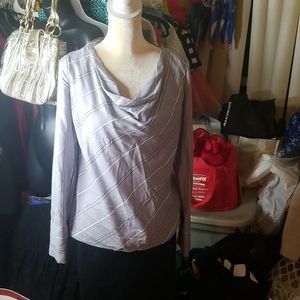 Aldolfo Dominguez Drape Neck Lavender/Gray Luxury Designer Blouse Sz.38/4US EUC!